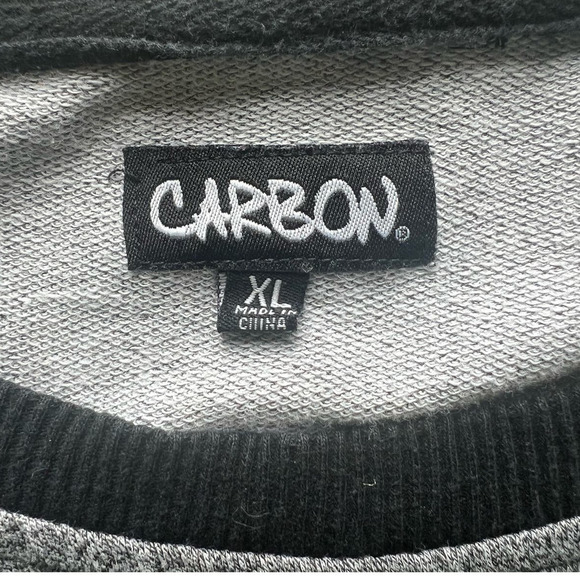 3/$27 Carbon Varsity Scoop Neck Sweatshirt, Heathered Gray/Black/White, size XL - Picture 4 of 9